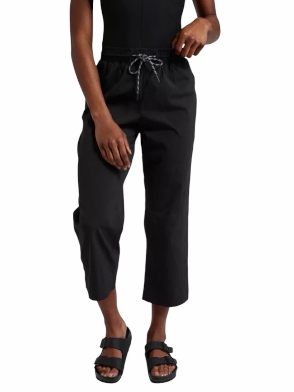 Athleta Black Trekkie Straight Cropped Drawstring Pants. Size 14.